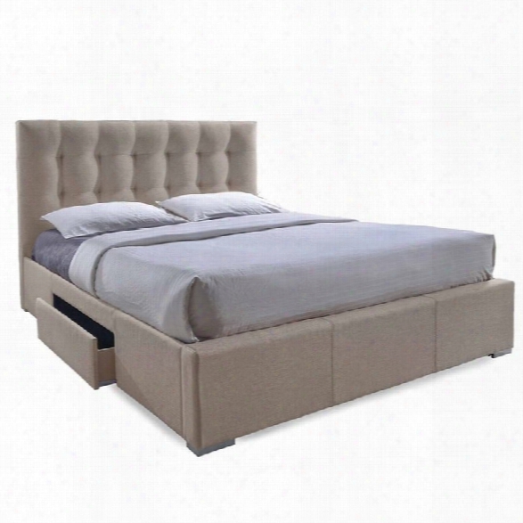 Sarter Upholstered King Storage Bed In Light Brown