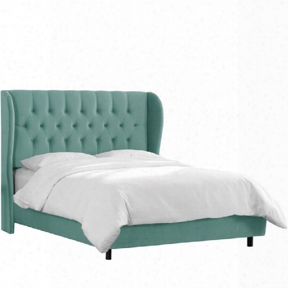 Skyline Tufted Wingback Bed In Velve Caribbean-full