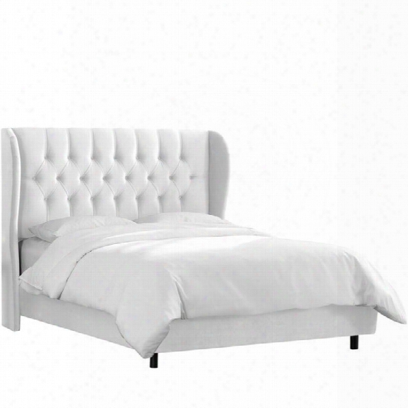 Skyline Tufted Wingback Bed In Velvet White-full