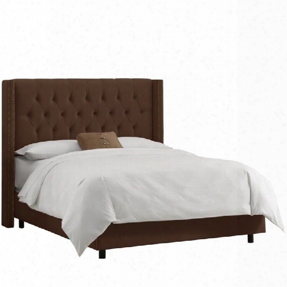 Skyline Upholstered Diamond Nail California King Bed In Chocolate