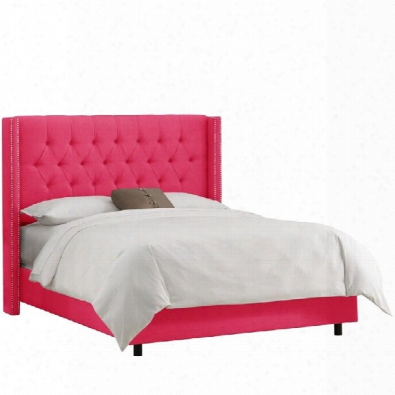 Skyline Upholstered Diamond Nail California King Bed In Fuschia