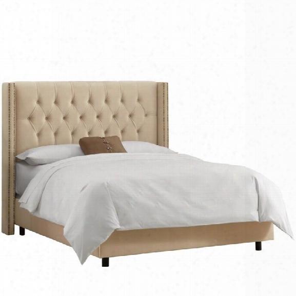 Skyline Upholstered Diamond Nail California King Bed In Pearl