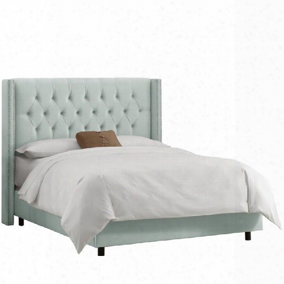 Skyline Upholstered Diamond Nail California King Bed In Pool