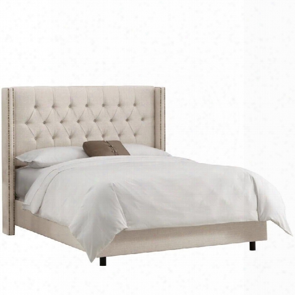 Skyline Upholstered Diamond Nail California King Bed In Talc