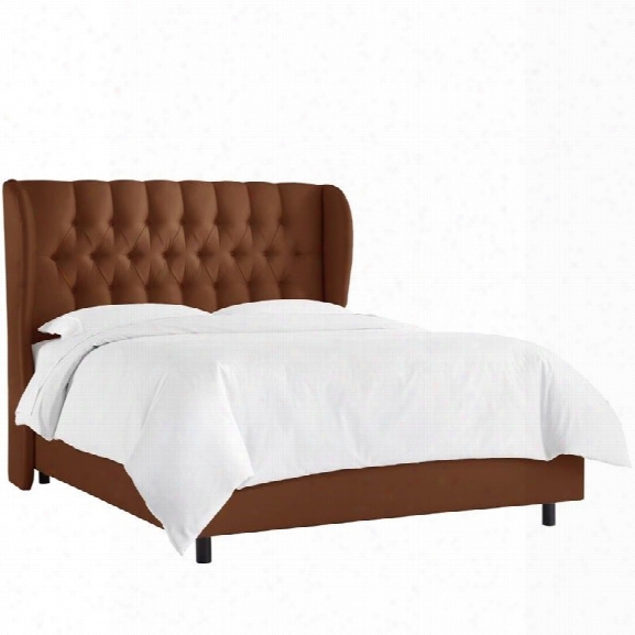 Skyline Upholstered Tufted Wingback California King Bed In Chocolate