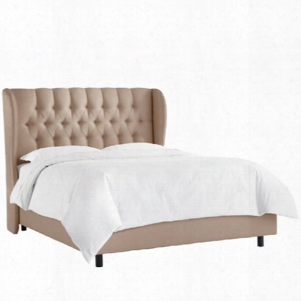 Skyline Upholstered Tufted Wingback California King Bed In Dove