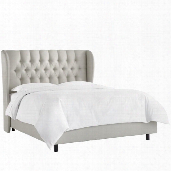 Skyline Upholstered Tufted Wingback California King Bed In Silver