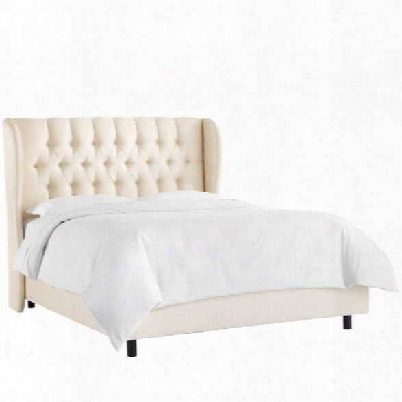 Skyline Upholstered Tufted Wingback King Bed In Parchment