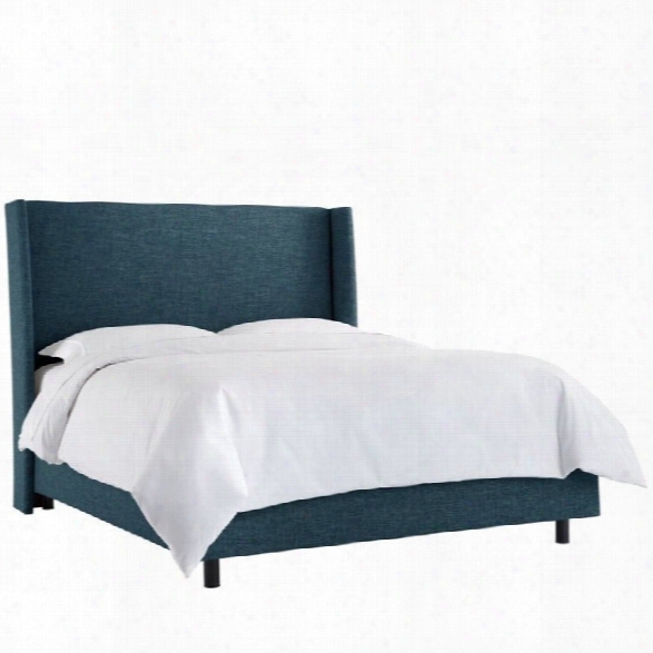 Skyline Upholstered Wingback California King Bed In Navy