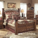 Ashley Timberline Wood King Poster Panel Bed in Warm Brown