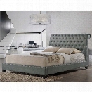 Baxton Studio Jazmin Tufted King Sleigh Platform Bed in Gray