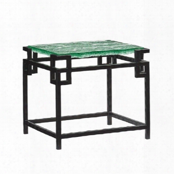 Tommy Bahama Island Fusion Hermes Reef Glass End Table In Black