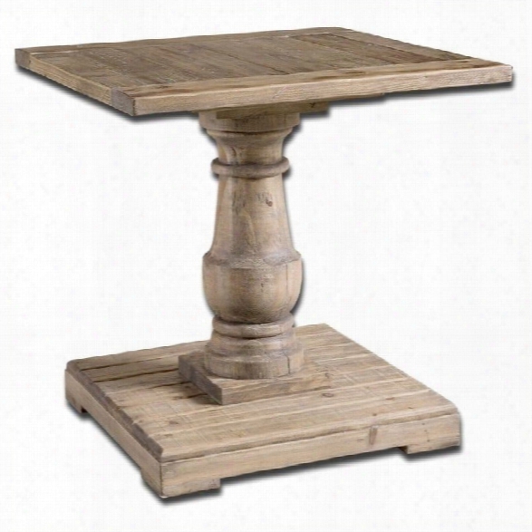 Uttermost Stratford Pedestal End Table In Stony Gray Wash