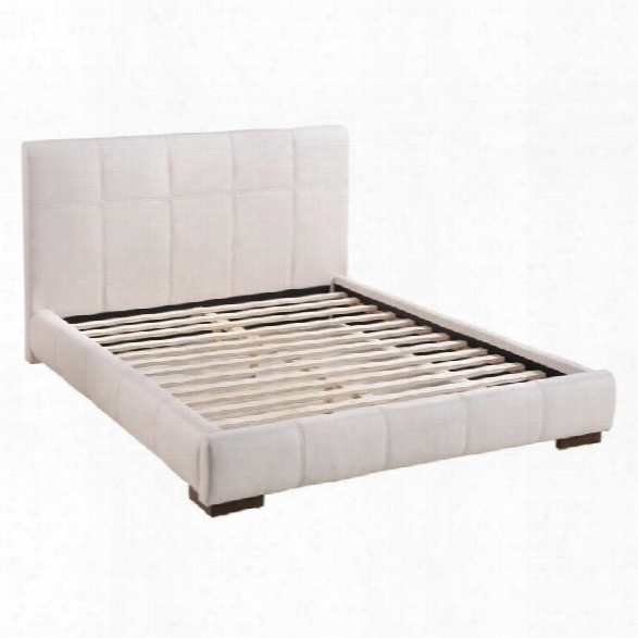 Zuo Amelie Faux Leather Upholstered Queen Platform Bed In White