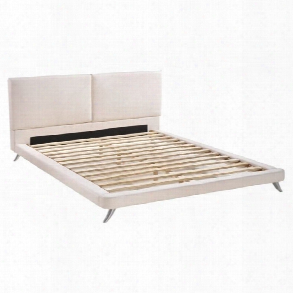Zuo Rivette Faux Leather Upholstered King Panel Bed In White