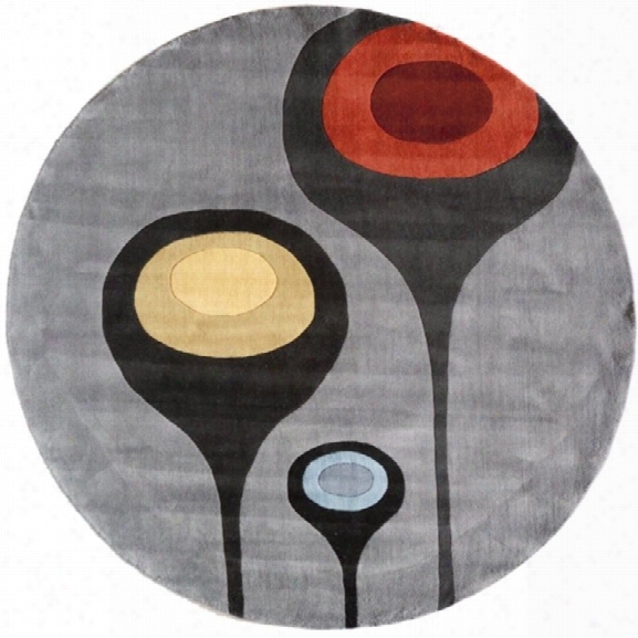 Momeni New Wave 7'9 X 7'9 Round Rug In Steel