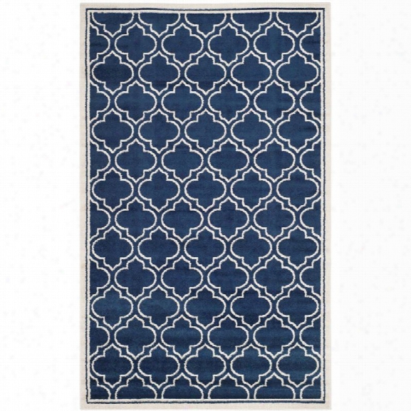 Safavieh Amherst 10' X 14' Power Loomed Rug In Navy And Ivory