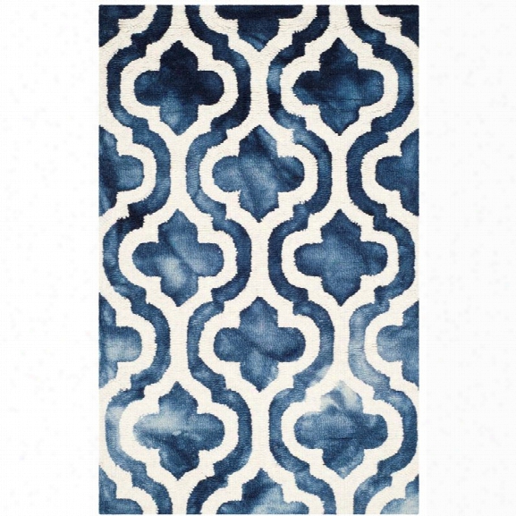 Safavieh Dip Dye 9' X 12' Hand Tufted Wool Pile Rug In Navy And Ivory