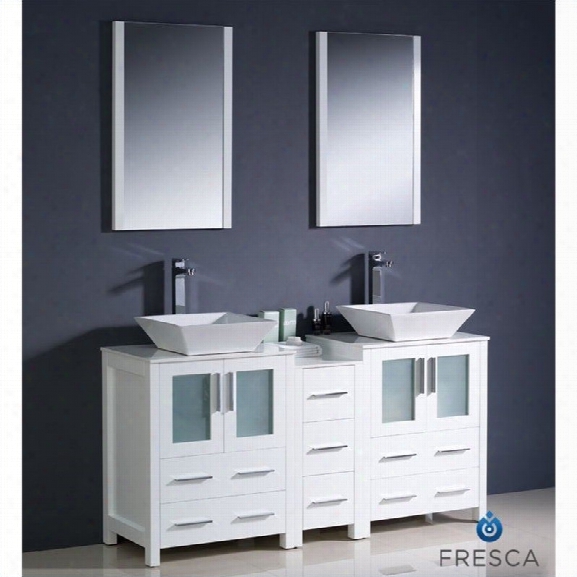 Fresca Bari Torino 60 Bathroom Vanity Set In White-tolerus In Chrome