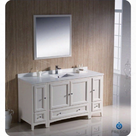 Fresca Oxford 60 Bathroom Vanity In Antique White-diveria In Chrome