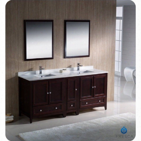 Fresca Oxford 72 Bathroom Vanity In Mahogany-sillaro In Brushed Nickel