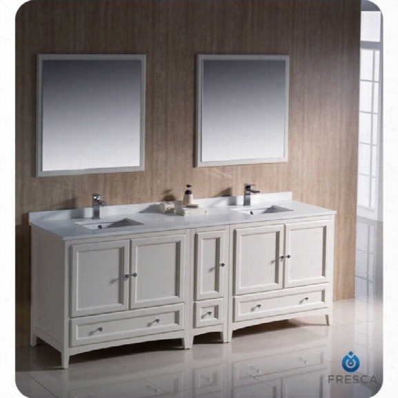 Fresca Oxford 84 Bathroom Vanity In Antique White-bevera In Chrome