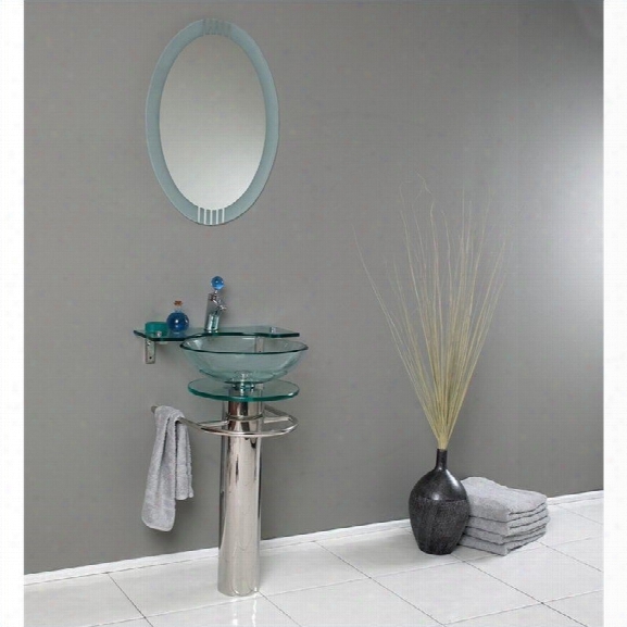 Fresca Vetro Ovale Glass Bathroom Vanity In Aqua-versa In Brushed Nickel