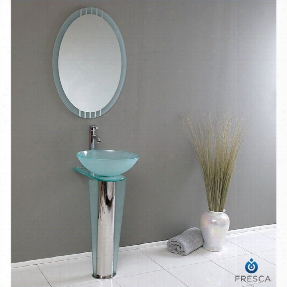 Fresca Vetro Vitale Glass Bathroom Vanity Set In Aqua-soana In Brushed Nickel