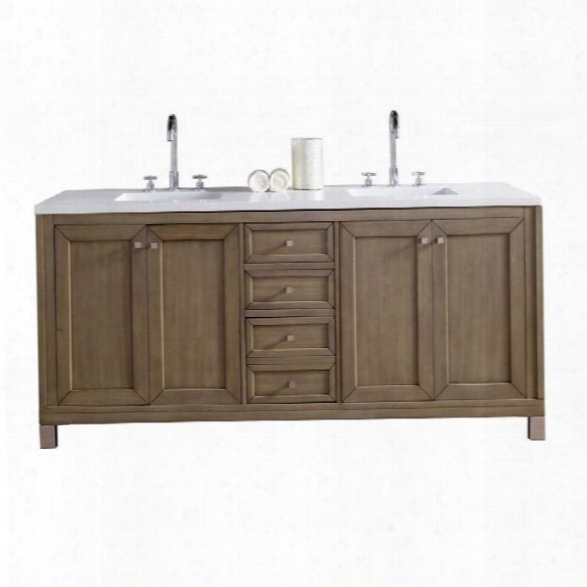 James Martin Chicago 72 Double Bathroom Vanity In Walnut-4cm Absolute Black Rustkc