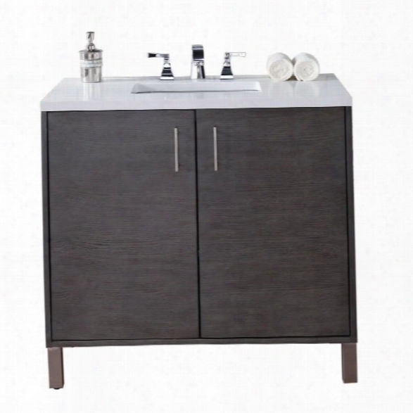 James Martin Metropolitan 36 Single Bathroom Vanity In Silver-4cm Absolute Black Rustic