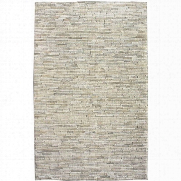 Maklaine 5' X 8' Hand Woven Clarity Patchwork Cowhide Rug In Beige