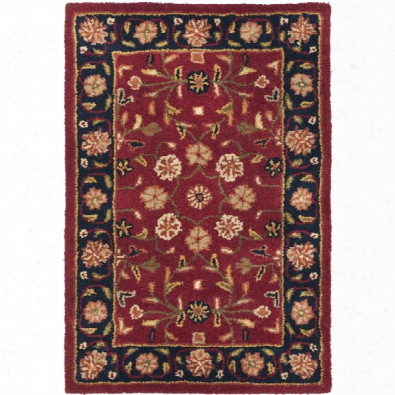 Safavieh Heritage 11' X 15' Hand Tufted Wool Pile Rug In Red And Navy