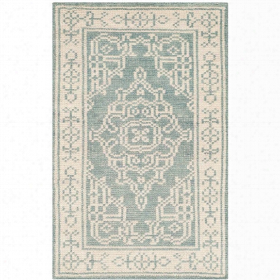 Safavieh Kenya 9' X 12' Hand Knotted Wool Pile Rug In Ivory And Blue