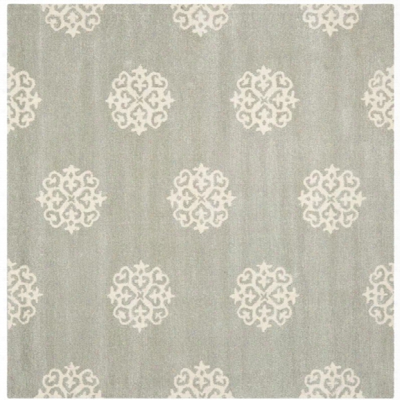 Safavieh Soho 8' Square Hand Tufted Wool Rug In Gray And Ivory