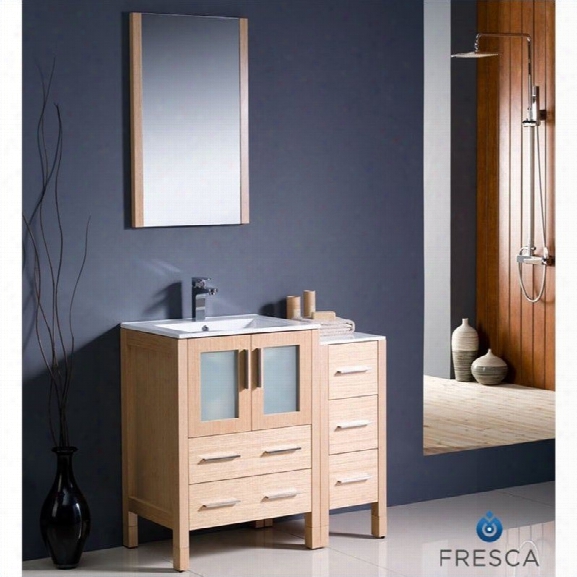 Fresca Bari Torino 36 Bathroom Vanity Set In Oak-diveria In Chrome