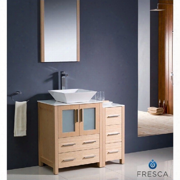 Fresca Bari Torino 36 Bathroom Vanity Set In Oak-tolerus In Chrome