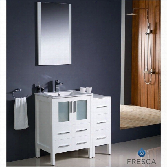 Fresca Bari Torino 36 Bathroom Vanity Set In White-livenza In Chrome