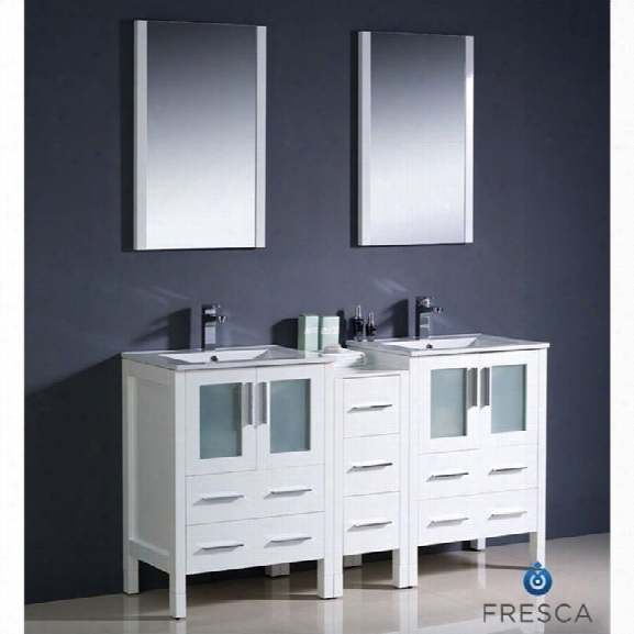 Fresca Bari Torino 60 Bathroom Vanity Set In White-tartaro In Chrome