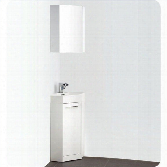 Fresca Coda 14 Corner Bathroom Vanity In White-versa In Brushed Nickel