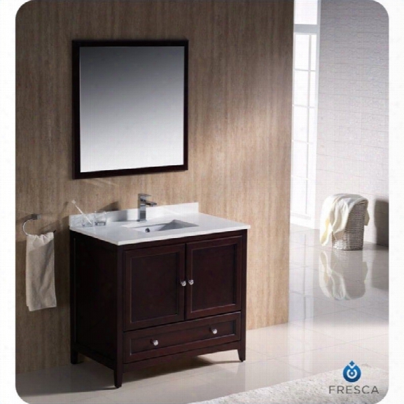 Fresca Oxford 36 Bathroom Vanity In Mahogany-versa In Brushed Nickel