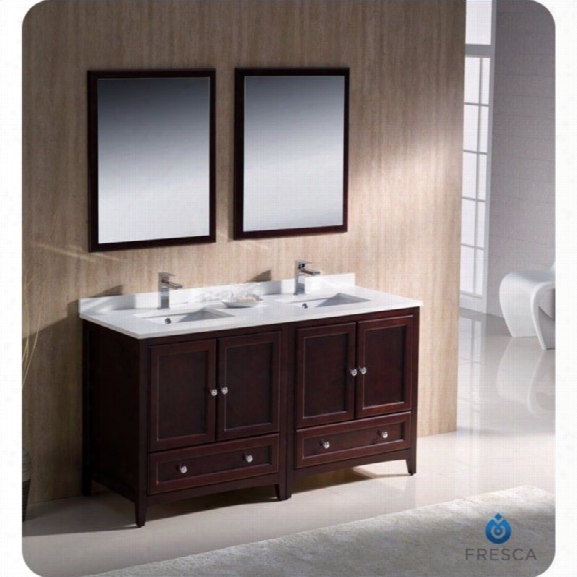 Fresca Oxford 60 Bathroom Vanity In Mahogany-fiora In Chrome