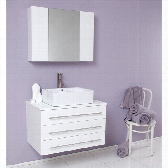 Fresca Stella Modello Bathr Oom Vanity Set In White-tolerus In Chrome