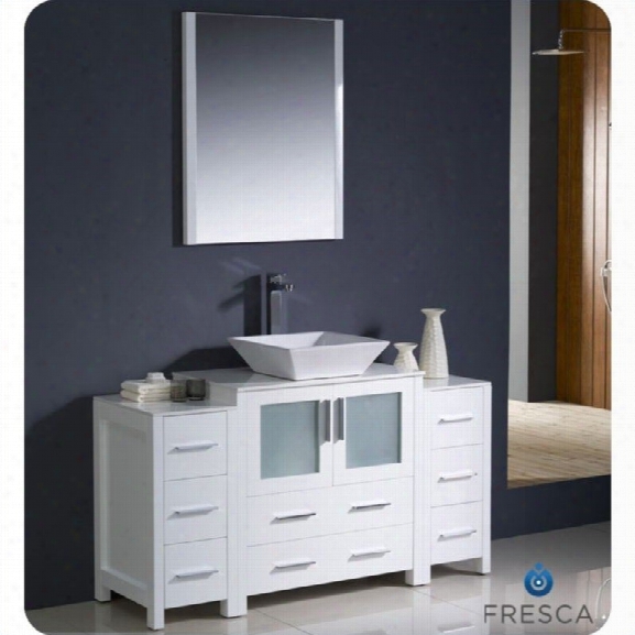 Fresca Torino 54 Bathroom Vanity In White-tolerus In Chrome