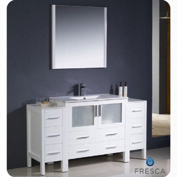 Fresca Torino 60 Bathroom Vanity In White-versa In Brushed Nickel