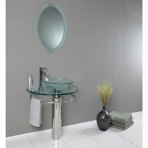 Fresca Vetro Attrazione Glass Bathroom Vanity In Aqua-fiora In Chrome