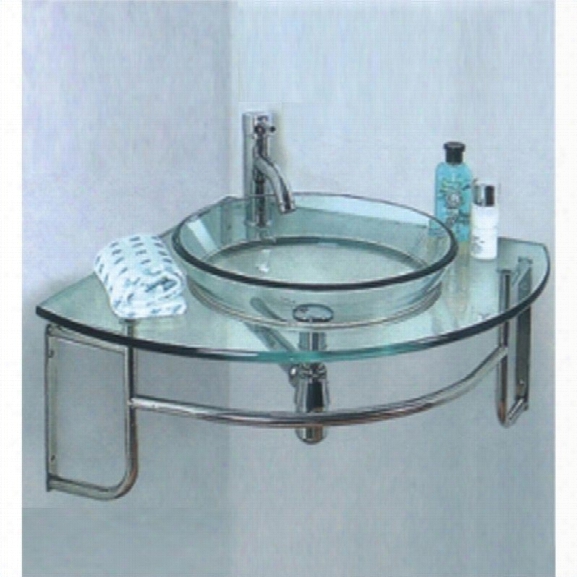 Fresca Vetroordinato Corner Bathroom Vanity In Aqua-livenza In Chrome