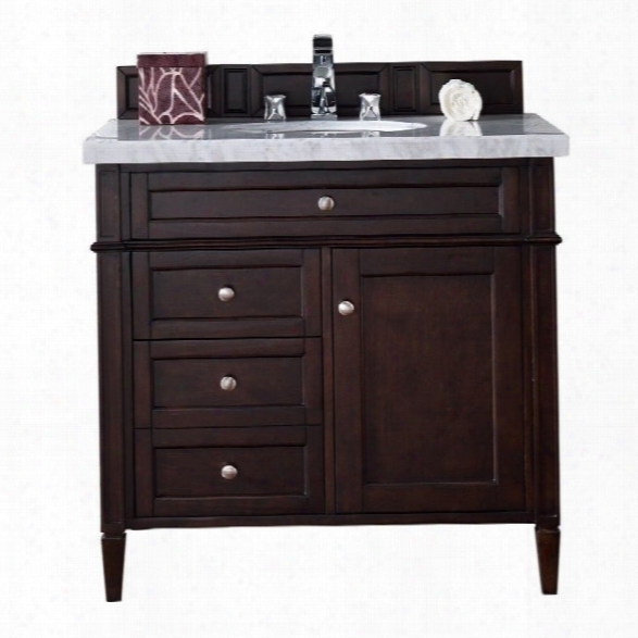 James Martin Brittany 36 Single Bathroom Vanity In Mahogany-4cm Carrara White