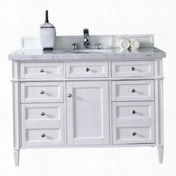 James Martin Brittany 48 Single Bathroom Vanity In White-4cm Absolute Black Rustic