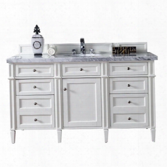 James Martin Brittany 60 Single Bathroom Vanity In White-3cm Shadow Gray