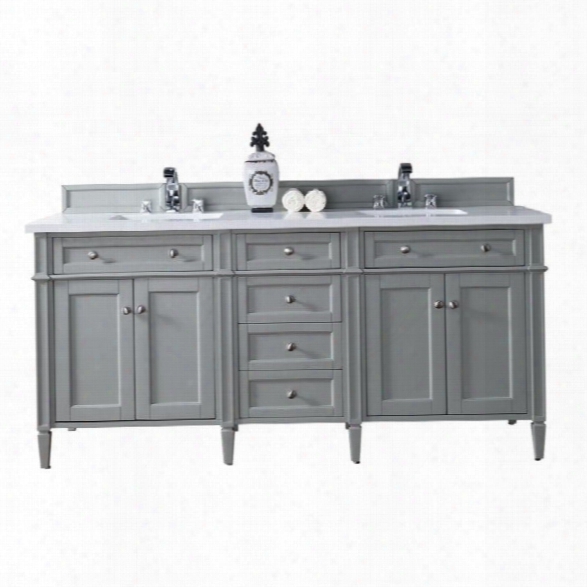 James Martin Brittany 72 Double Bathroom Vanity In Gray-2cm Carrara White